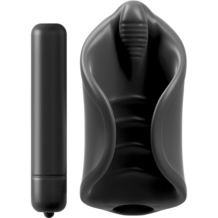 Чёрный мастурбатор Vibrating Silicone Stimulator с вибрацией - PDX Elite. Фотография 2.