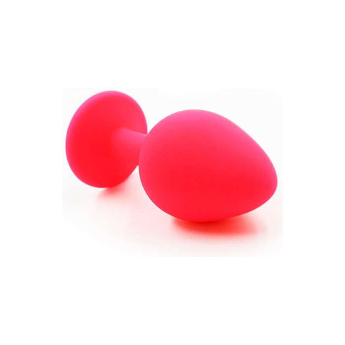 Розовая силиконовая анальная пробка с красным кристаллом - 7 см - Kanikule anal plugs. Фотография 3.