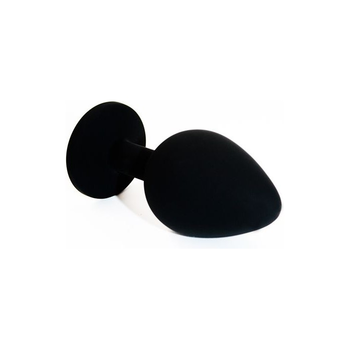 Чёрная силиконовая анальная пробка с изумрудным кристаллом - 7 см - Kanikule anal plugs. Фотография 3.