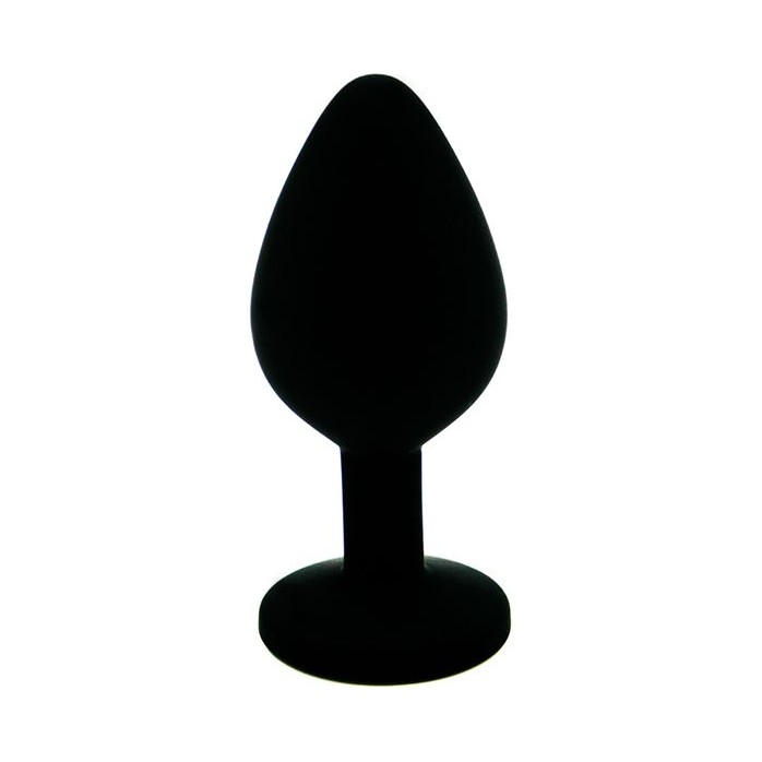 Чёрная силиконовая анальная пробка с изумрудным кристаллом - 7 см - Kanikule anal plugs. Фотография 5.