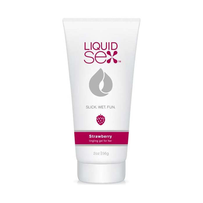 Съедобная смазка с согревающим эффектом и ароматом клубники Liquid Sex Tingling Gel for Her Strawberry - 56 гр - Liquid Sex