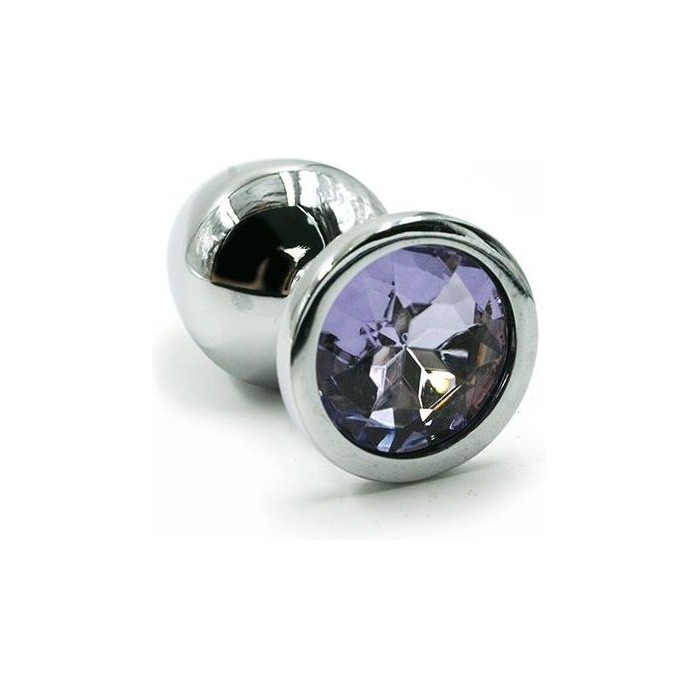Серебристая алюминиевая анальная пробка с светло-фиолетовым кристаллом - 7 см - Kanikule anal plugs