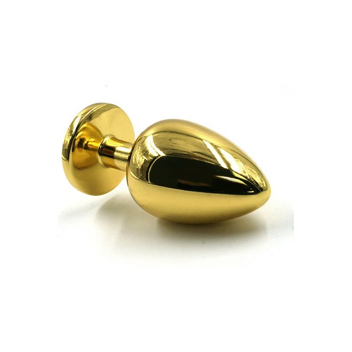 Золотистая алюминиевая анальная пробка с радужным кристаллом - 6 см - Kanikule anal plugs. Фотография 2.