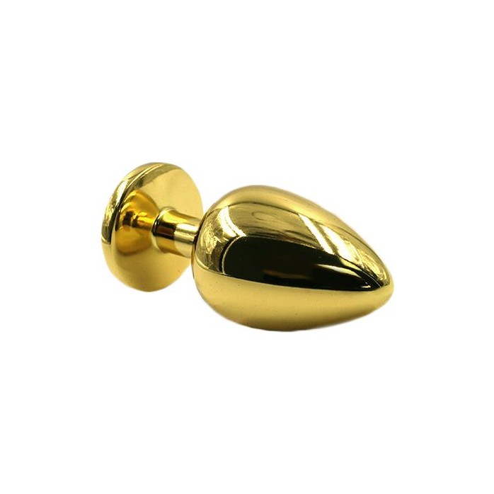 Золотистая алюминиевая анальная пробка с жёлтым кристаллом - 6 см - Kanikule anal plugs. Фотография 3.