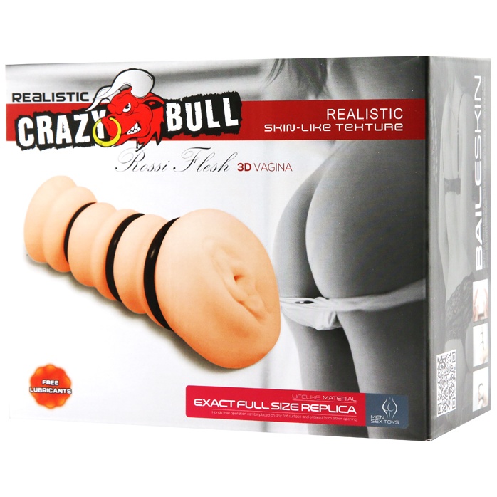 Мастурбатор-вагина с утягивающими кольцами Rossi Flesh 3D - Crazy Bull. Фотография 7.