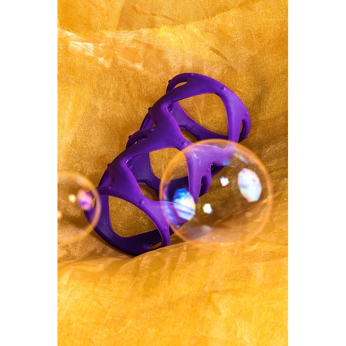Фиолетовая насадка-сетка на пенис - 7,5 см. Фотография 8.