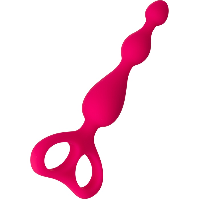Розовая анальная цепочка с 3 звеньями и широкой ручкой. Фотография 5.