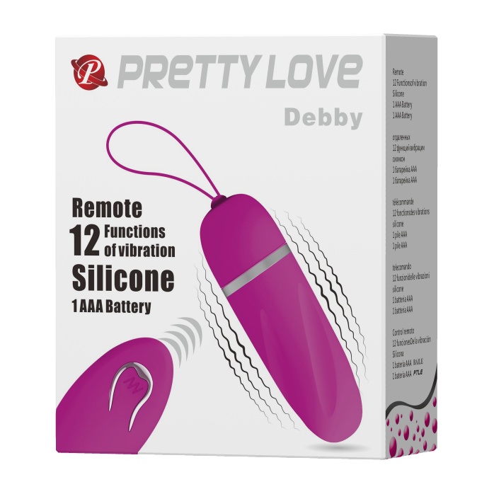 Виброяйцо Debby с дистанционным пультом и 12 видами вибрации - Pretty Love. Фотография 6.