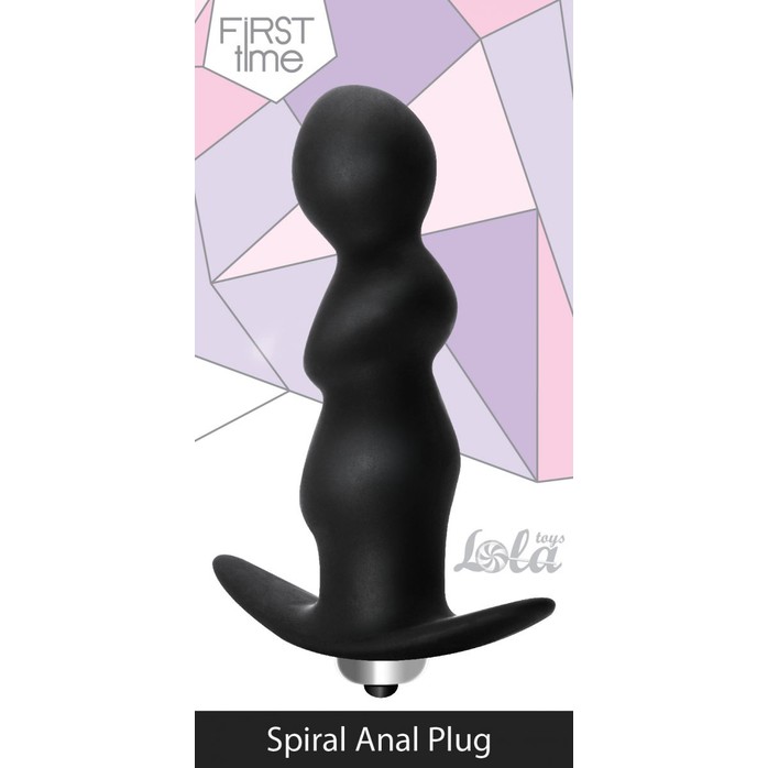 Чёрная анальная пробка с вибрацией Spiral Anal Plug - 12 см - First Time. Фотография 3.