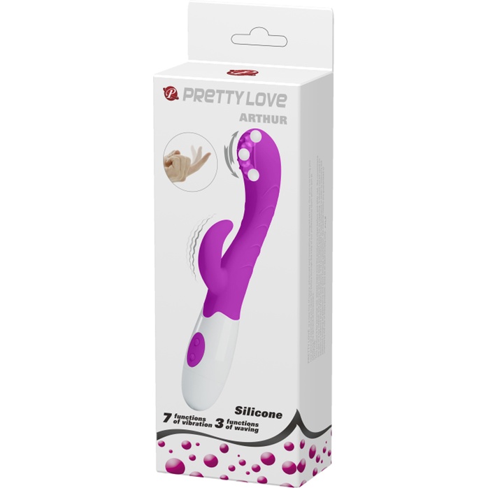 Лиловый вибромассажер Bruno для стимуляции точки G и клитора - 20 см - Pretty Love. Фотография 9.