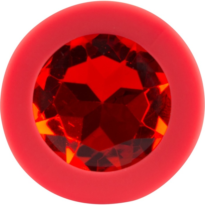 Красная силиконовая анальная пробка с красным кристаллом Joy - 7,2 см - You2Toys. Фотография 3.