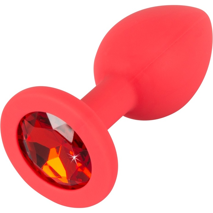 Красная силиконовая анальная пробка с красным кристаллом Joy - 7,2 см - You2Toys