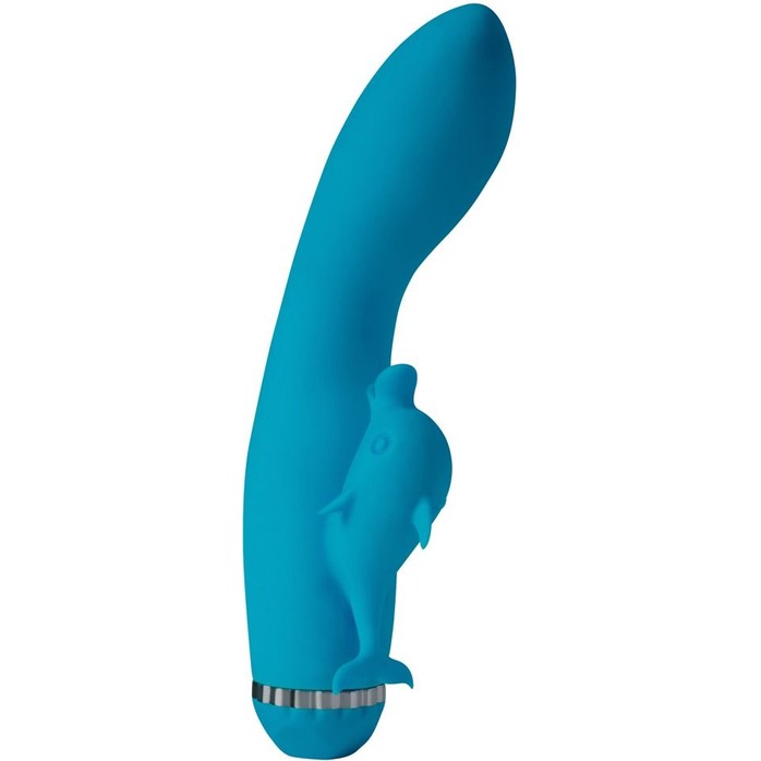 Голубой вибратор с дельфинчиком Climax Elite - 22,3 см