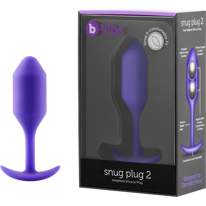 Фиолетовая пробка для ношения B-vibe Snug Plug 2 - 11,4 см