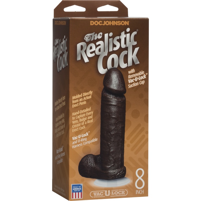 Коричневый фаллоимитатор The Realistic Cock 8” with Removable Vac-U-Lock Suction Cup - 20,57 см - The Realistic Cock. Фотография 3.