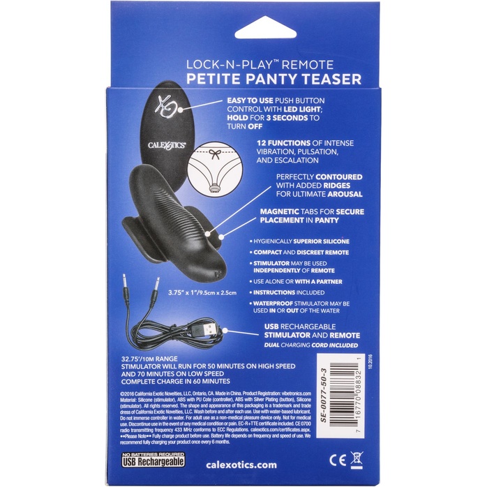 Чёрный вибростимулятор для ношения в трусиках Lock-N-Play Remote Petite Panty Teaser. Фотография 7.
