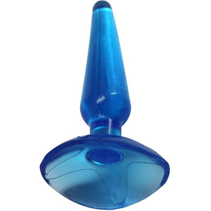 Голубая анальная пробка Butt Plug на присоске - 11 см. Фотография 2.