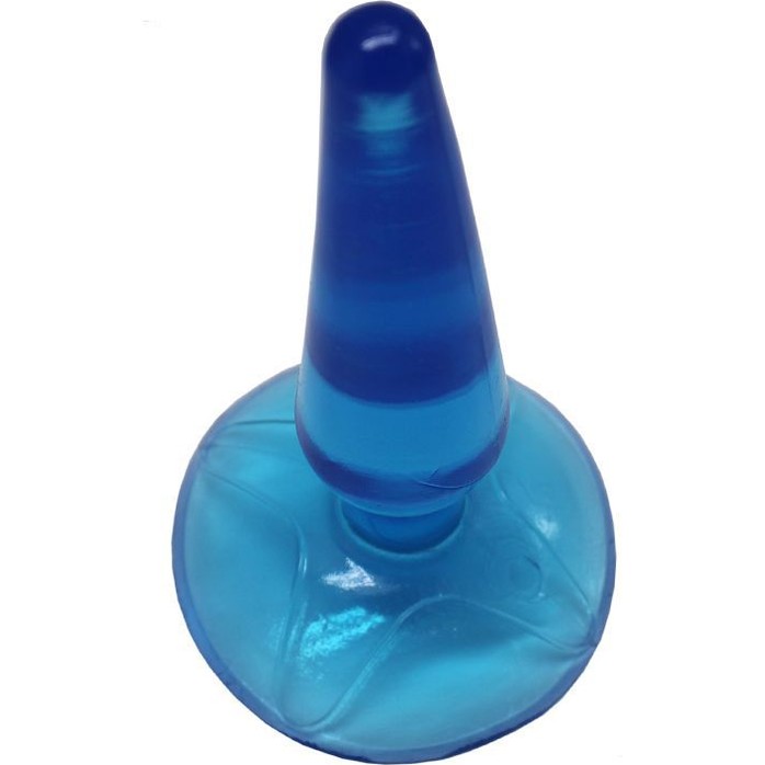 Голубая анальная пробка Butt Plug на присоске - 11 см. Фотография 3.