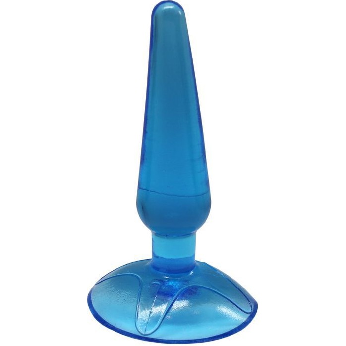 Голубая анальная пробка Butt Plug на присоске - 11 см