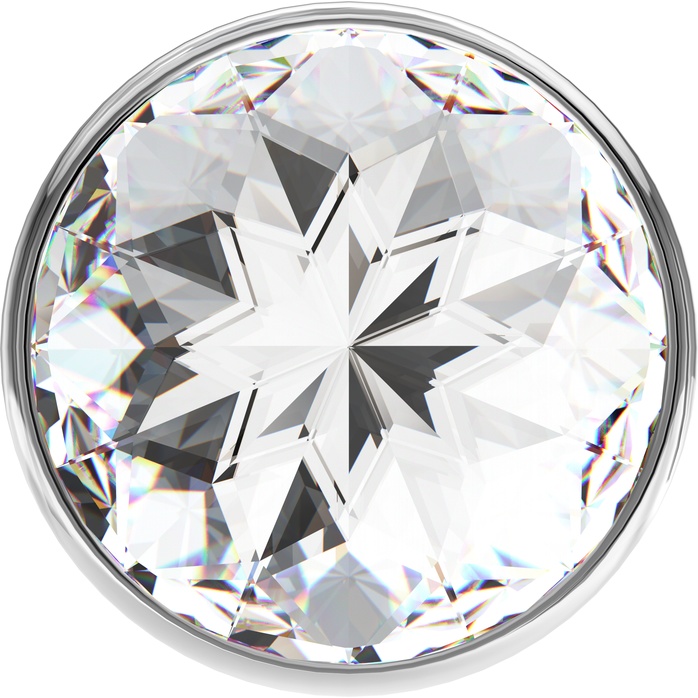 Большая серебристая анальная пробка Diamond Clear Sparkle Large с прозрачным кристаллом - 8 см - Diamond. Фотография 3.