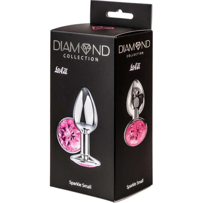 Малая серебристая анальная пробка Diamond Pink Sparkle Small с розовым кристаллом - 7 см - Diamond. Фотография 4.
