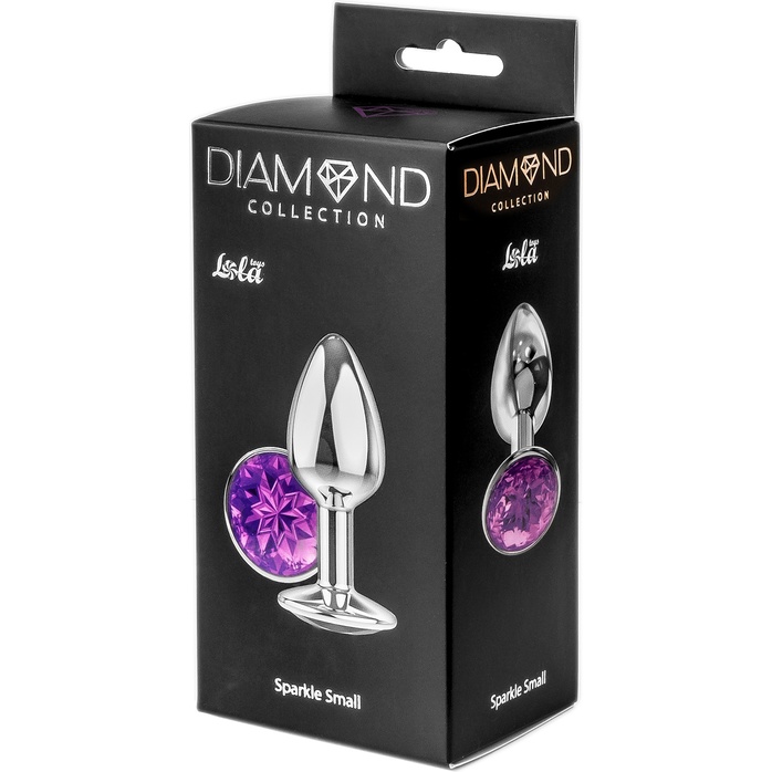 Малая серебристая анальная пробка Diamond Purple Sparkle Small с фиолетовым кристаллом - 7 см - Diamond. Фотография 4.