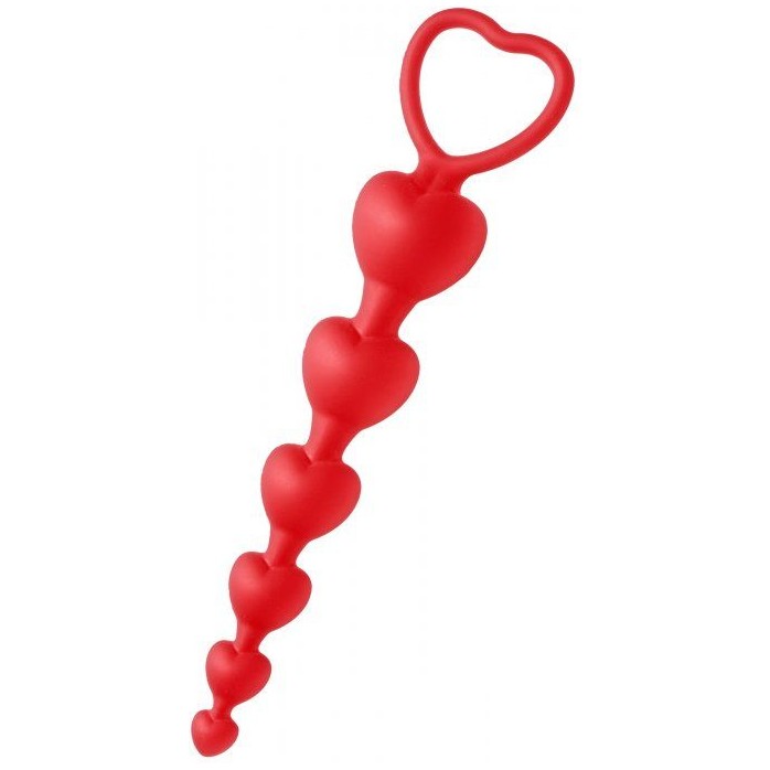 Красные анальные бусы Sweet Heart Silicone Anal Beads - 18,4 см - Frisky
