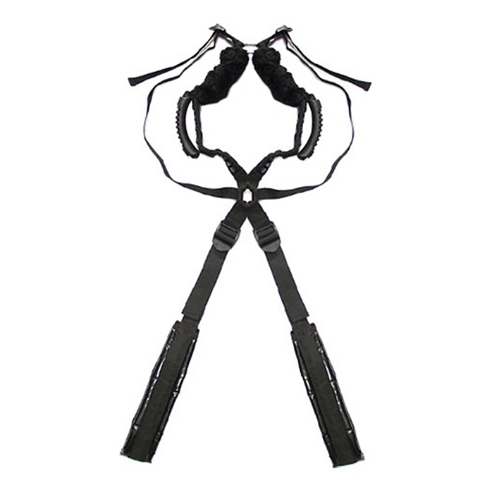 Чёрный бондажный комплект Romfun Sex Harness Bondage на сбруе. Фотография 2.
