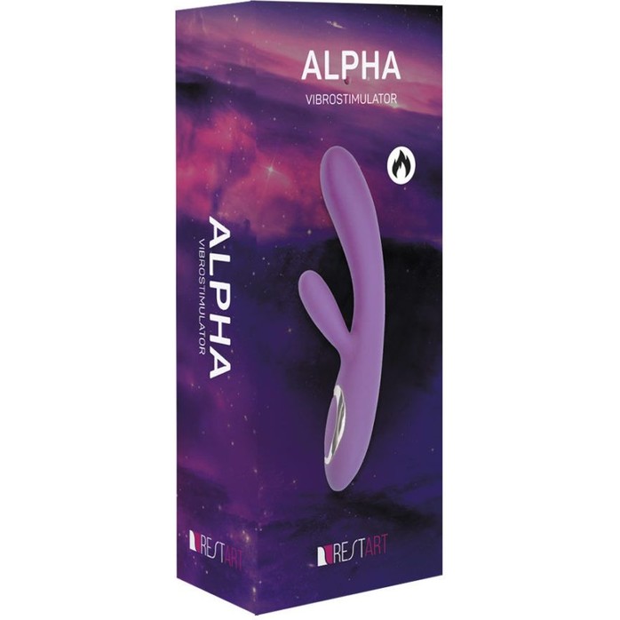 Фиолетовый вибратор Alpha с клиторальным отростком и нагревом - 19 см. Фотография 3.