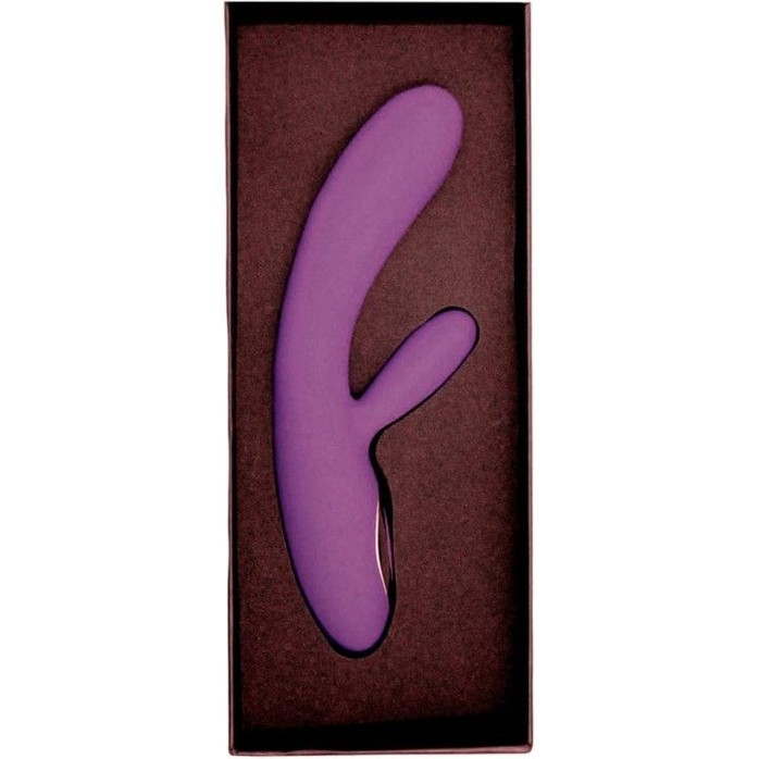 Фиолетовый вибратор Alpha с клиторальным отростком и нагревом - 19 см. Фотография 5.