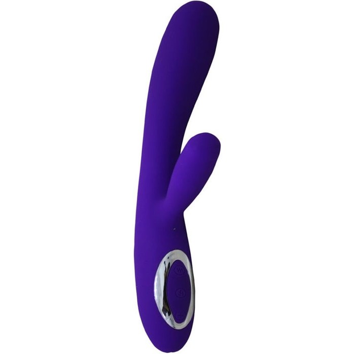 Фиолетовый вибратор Alpha с клиторальным отростком и нагревом - 19 см