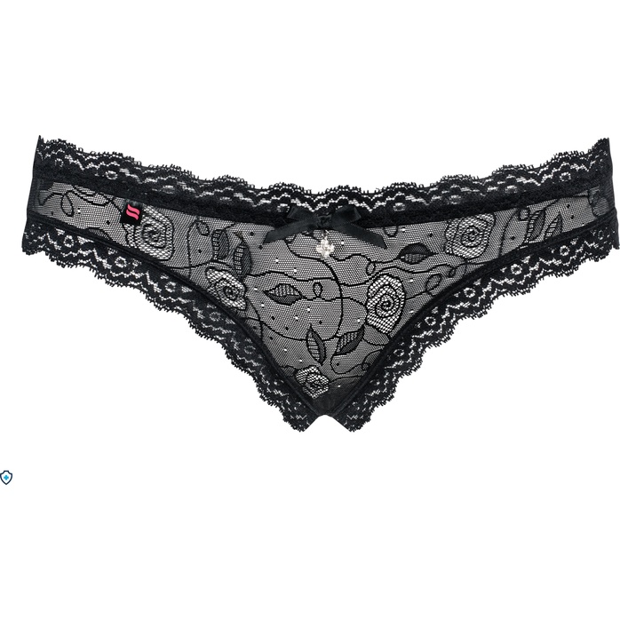 Полупрозрачные трусики с красивым цветочным рисунком, подвеской и вырезами - Sexy. Фотография 5.