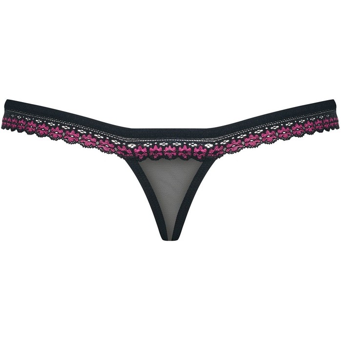 Аккуратные трусики-стринги из сетки с кружевным пояском - Sexy. Фотография 4.