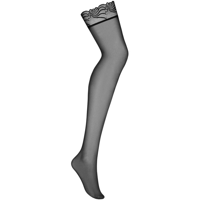 Чулки под пояс со скрипичными ключами на кружевной резинке - Sexy. Фотография 3.