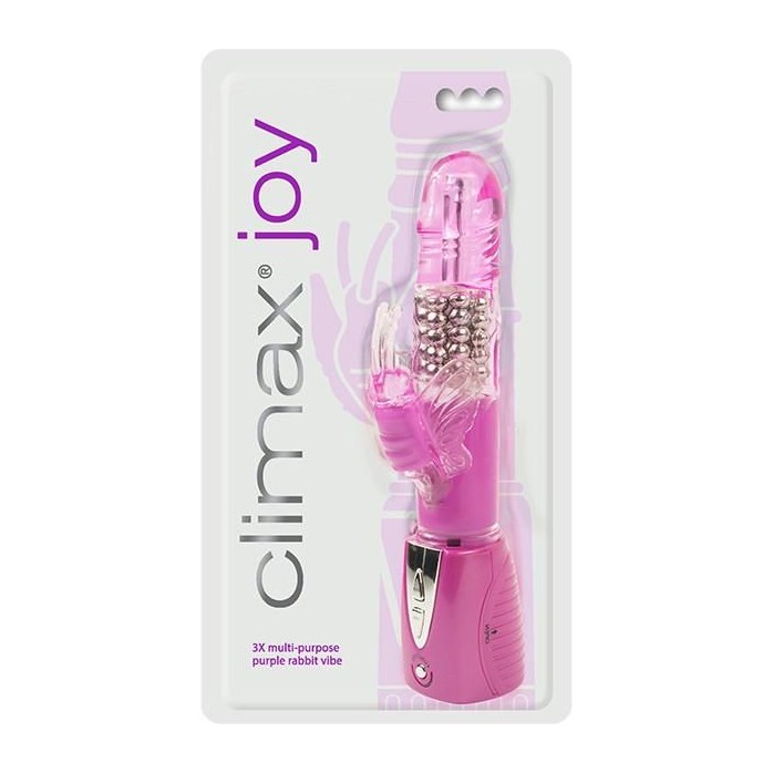 Фиолетовый вибромассажер Climax Joy 3X Multi-Purpose Rabbit Vibe - 23,5 см - Climax. Фотография 2.