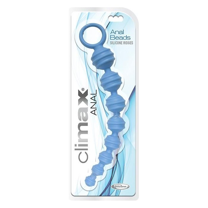 Синяя анальная цепочка Climax Anal Anal Beads Silicone Ridges - 32,6 см - Climax. Фотография 4.