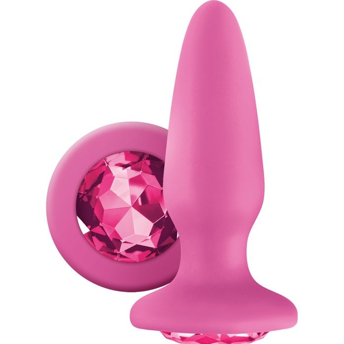 Розовая анальная пробка с розовым кристаллом Glams Pink Gem - 10,4 см - Glams