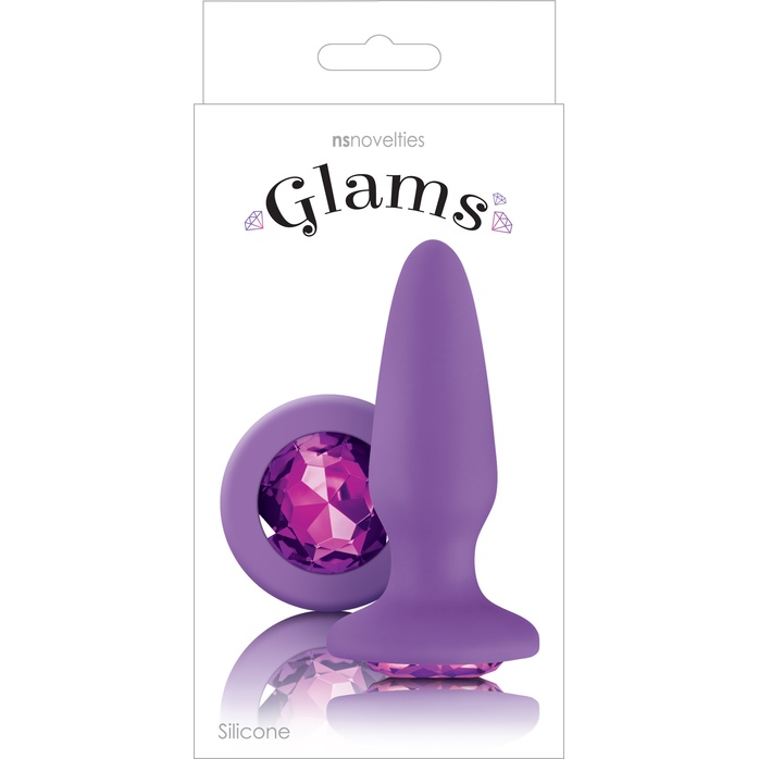 Фиолетовая анальная пробка с фиолетовым кристаллом Glams Purple Gem - 10,4 см - Glams. Фотография 2.