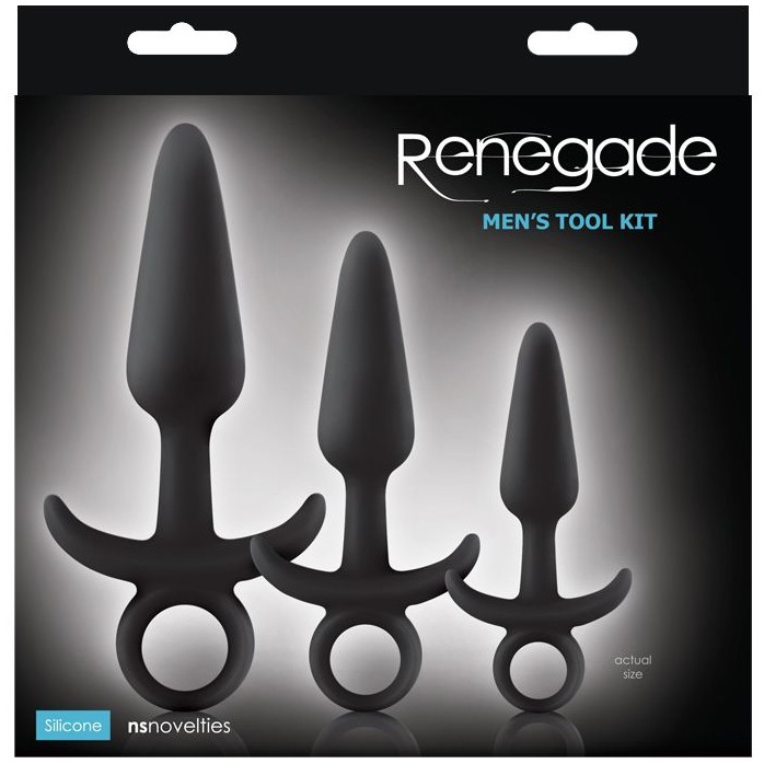 Набор черных анальных пробок с держателем Renegade Men s Tool Kit - Renegade. Фотография 2.