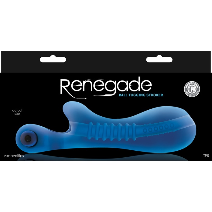 Синий мастурбатор с вибростимулятором мошонки Renegade Ball Tugging Stroker - Renegade. Фотография 2.