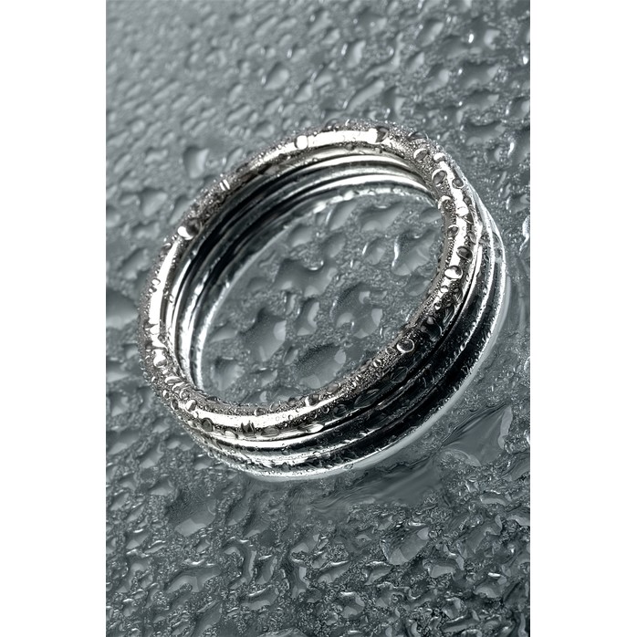 Металлическое эрекционное кольцо с рёбрышками размера M - Metal. Фотография 7.