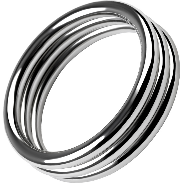 Металлическое эрекционное кольцо с рёбрышками размера M - Metal
