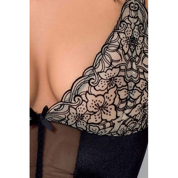 Соблазнительное боди Montana с цветочным кружевом и прозрачной вставкой. Фотография 3.