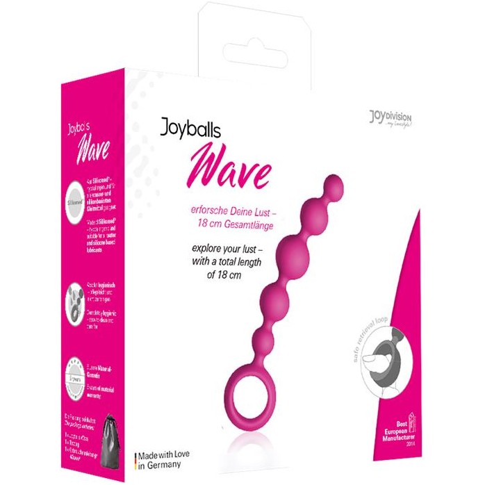 Розовая анальная цепочка Joyballs Wave - 17,5 см. Фотография 2.