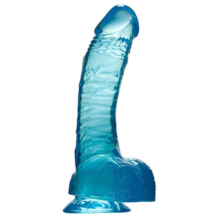 Голубой гелевый фаллоимитатор Aqua Quartz - 20 см