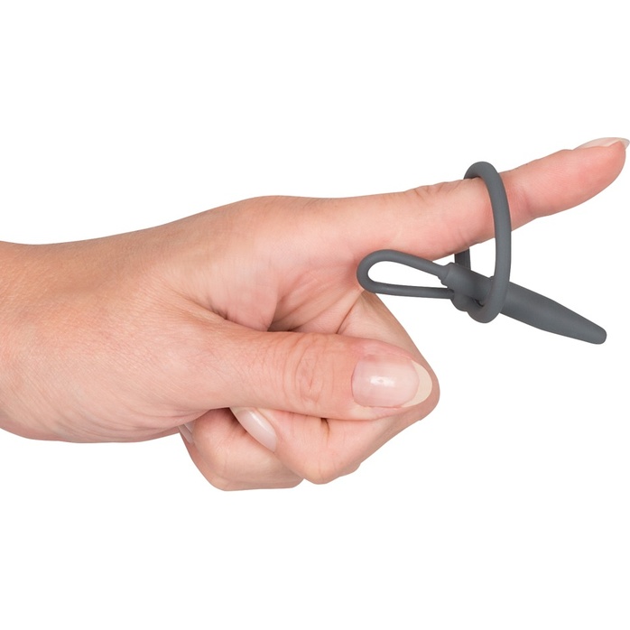Серый уретральный плаг с силиконовым кольцом под головку Penis Plug - You2Toys. Фотография 4.