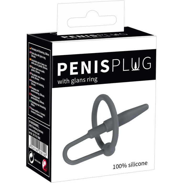 Серый уретральный плаг с силиконовым кольцом под головку Penis Plug - You2Toys. Фотография 6.