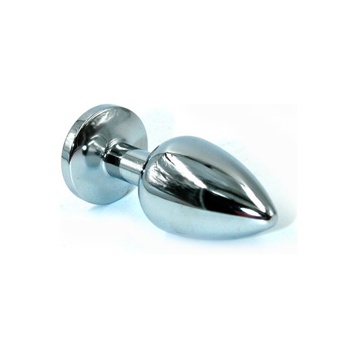 Серебристая средняя анальная пробка с изумрудным кристаллом - 8 см - Kanikule anal plugs. Фотография 2.