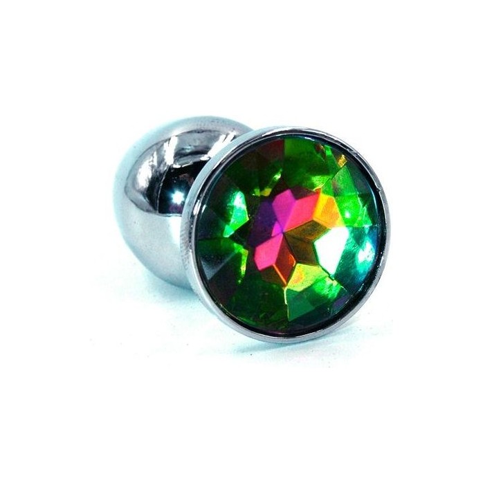 Серебристая малая анальная пробка с радужным кристаллом - 7 см - Kanikule anal plugs