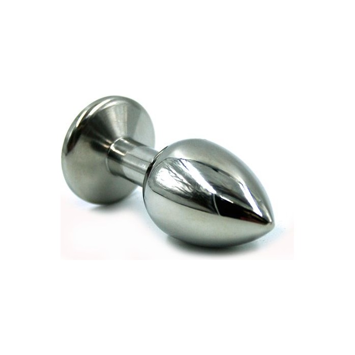 Серебристая средняя анальная пробка с фиолетовым кристаллом - 8 см - Kanikule anal plugs. Фотография 2.